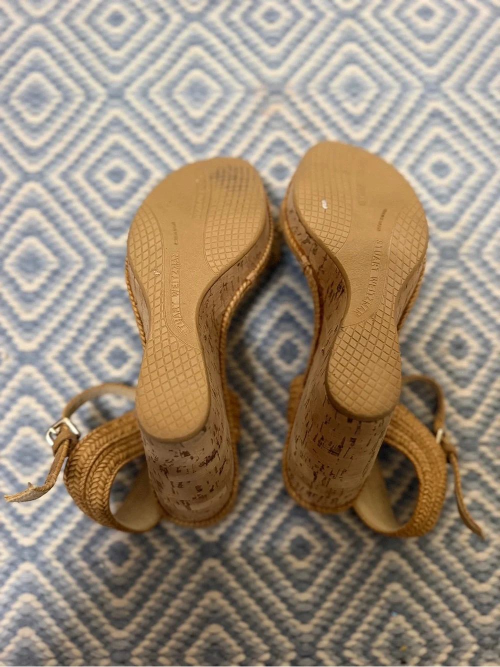 Stuart Weitzman Minx Braided Cork Wedge Sandals